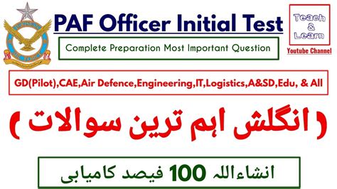 PAF Initial Test Preparation PAF English Question For GD Pilot CAE