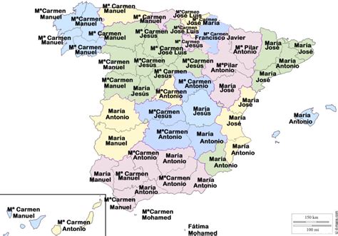 Los nombres y apellidos más frecuentes en España MAPAS El