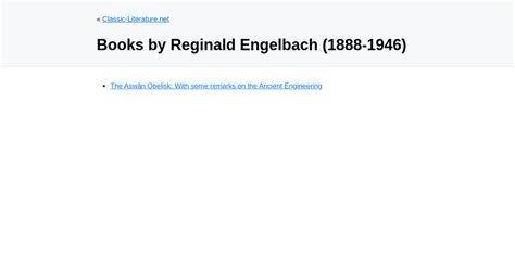 Books By Reginald Engelbach