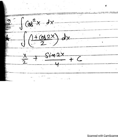 Find Integral Of Cos Square X Dx