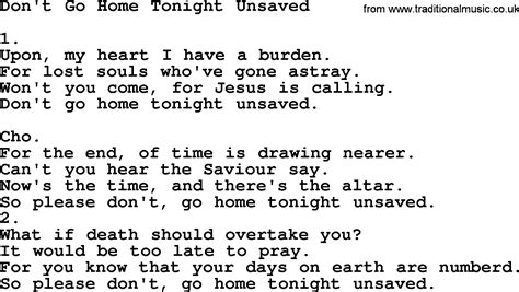 Dont Go Home Tonight Unsaved Apostolic And Pentecostal Hymns And Songs Lyrics And Pdf