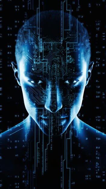 premium ai image  face   man   digital face   computer