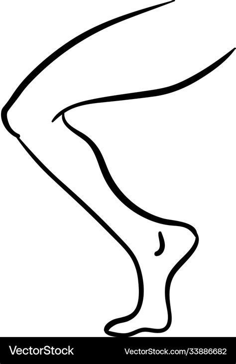 Black Contour Icon Line Woman Leg Silhouette Vector Image