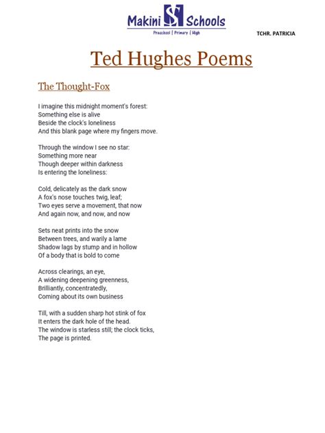 Ted Hughes Poems Pdf