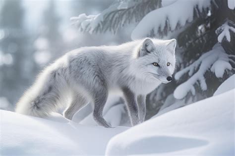 Arctic Fox Prowling in the Snowy Forest photorealism made 25229516 ...