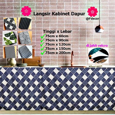 Fdecor Langsir Kabinet Dapur Bercorak Velcro Bergam Premium Shopee