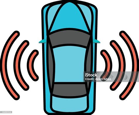 Konsep Pemindaian Objek Autopilot Desain Ikon Warna Vektor Sensor Keselamatan Aktif Simbol