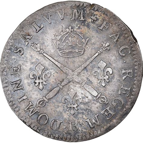 Coin France Louis Xiv Sols Aux Insignes Sols Ecu Rouen