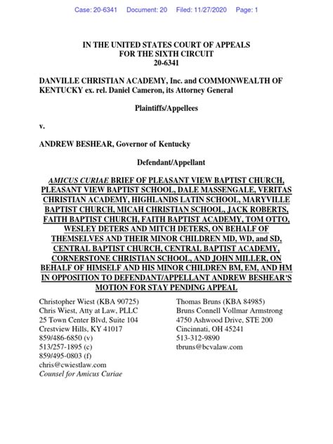 Amicus Curiae Brief Of Pleasant View Baptist Church Pdf Supreme