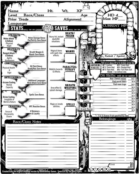 「oserules Cyclopedia Character Sheet By Greg Baker 」benの漫画