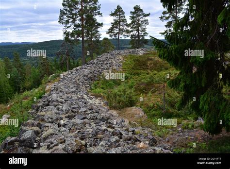 Remains of old Viking fortification in Sweden Stock Photo - Alamy