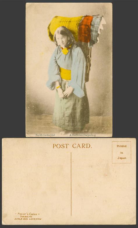 TIBET China India Old Hand Tinted Postcard Native Tibetan Coolie Girl