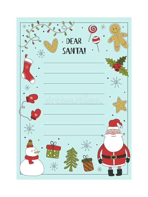 A Letter To Santa Claus Template Stock Vector Illustration Of Frost