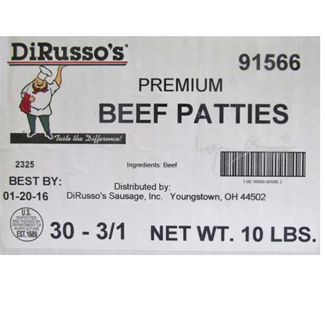 Beef Patties Dirussos Italian Sausage