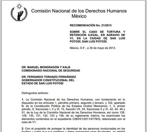 Emite La Cndh Recomendación Por Retención Y Tortura De Una Mujer En Slp