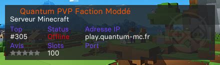 Quantum PVP Faction Moddé Serveur Minecraft