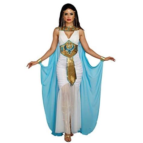 Dreamgirl Costume Égyptien Robe Carnaval Blanc Bleu Egypte Antique