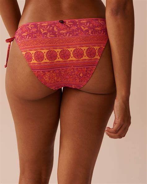Bas De Bikini Br Silien Nou Aux Hanches Red Floral Tile Mosa Que