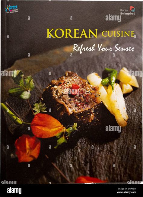 La portada del libro de recetas de cocina coreana Fotografía de stock