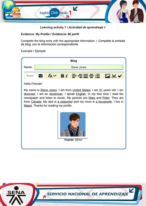 Evidence My Profile Ejercicios De Ingles Learning Activity 1