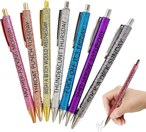 7Pcs Funny Pens Swear Word Daily Pen Set Dirty Cuss Word Pens For