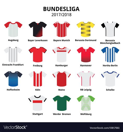 Bundesliga jerseys 2017 - 2018 german football Vector Image