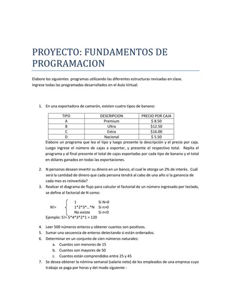 PROYECTO FUNDAMENTOS DE PROGRAMACION