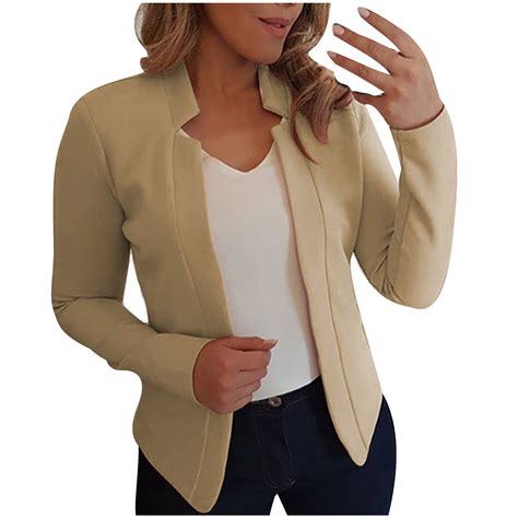 Herrnalise Womens Casual Blazers Open Front Long Sleeve Work Office Jackets Blazer Solid Lapel