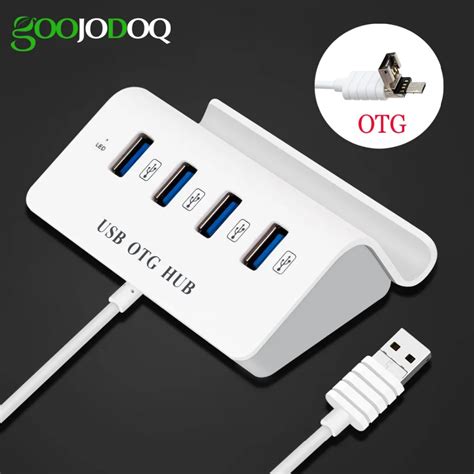 High Speed Usb Hub Otg Hub 2 In 1 Micro Hub 4 Port With Stand Multi Usb Splitter For Macbook Air