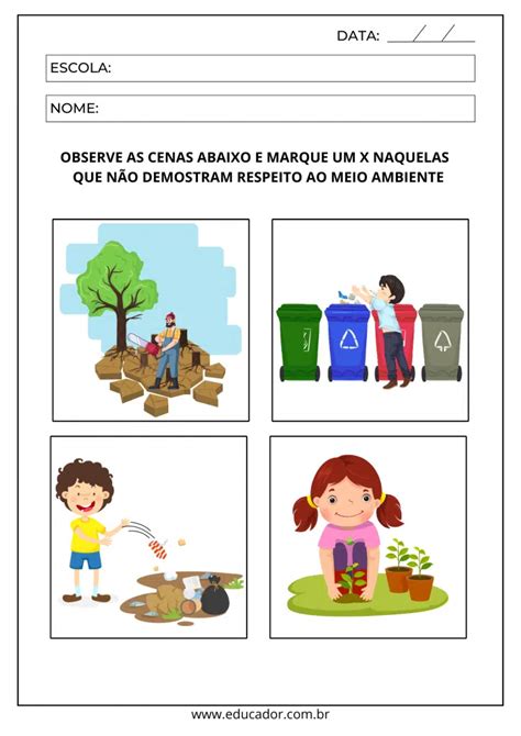 A Arte De Educar ATIVIDADES PARA IMPRIMIR MEIO AMBIENTE