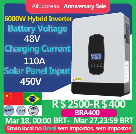 6200W Hybrid Inverter 48V Battery Voltage Built 110A MPPT Solar Charge