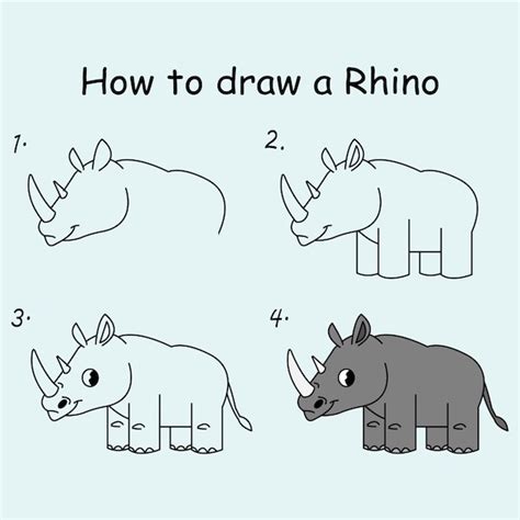 Paso A Paso Para Dibujar Un Rinoceronte Tutorial De Dibujo De Un Rhino