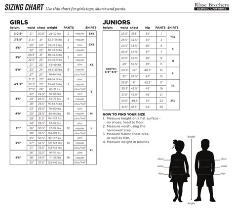 School Uniform Sizing Chart - Risse Brothers Download Printable PDF ...