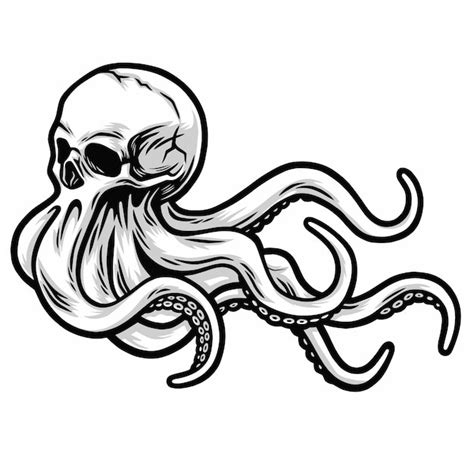 Premium Vector Skull Octopus Tentacles Kraken Sea Monster Squid