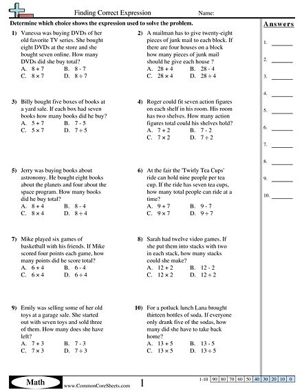 Multistep Worksheets Free Commoncoresheets Worksheets Library