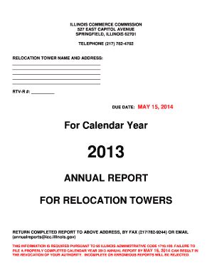 Fillable Online Icc Illinois Relocation Annual Report Form