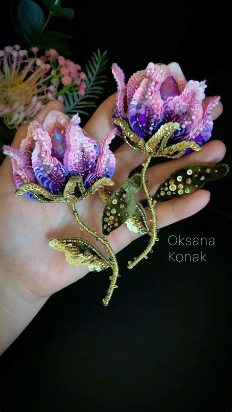 Брошь из бисера и пайеток Магнолия. Вышивка, бисер, мастер классы ...