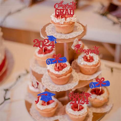 Rsstarxi 24 Pack Class Of 2024 Cupcake Toppers Glitter 2024 India Ubuy