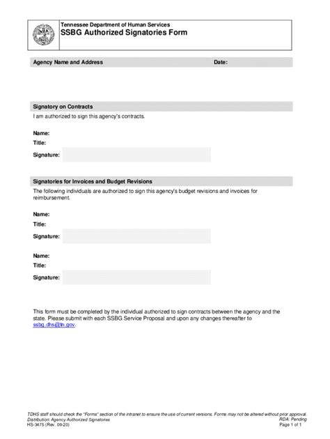 Fillable Online SSBG Authorized Signatories Form Fax Email Print