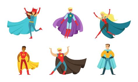 Personajes De Superh Roes Masculinos Y Femeninos Con M Scaras Y Mantas