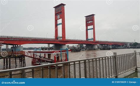 Palembang City Icon, Ampera Bridge Editorial Stock Image - Image of ...