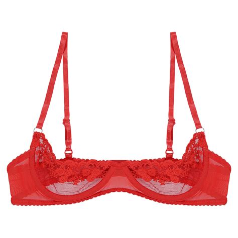 Women Sexy Half Cup Bras Open Nipple Lingerie Bralette Lace Underwired Bra Tops EBay