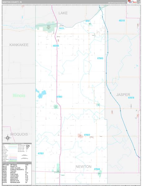 Newton County, IN Wall Map Premium Style by MarketMAPS - MapSales