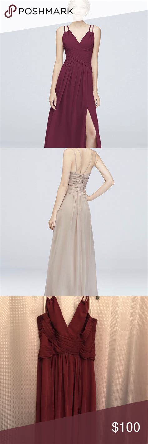 Davids Bridal Wine Plunging Chiffon Bridesmaid Chiffon Bridesmaid