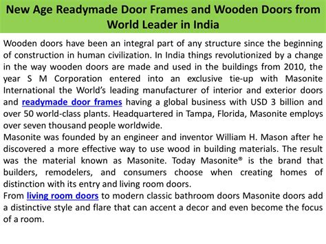 Ppt New Age Readymade Door Frames And Wooden Doors From World Leader