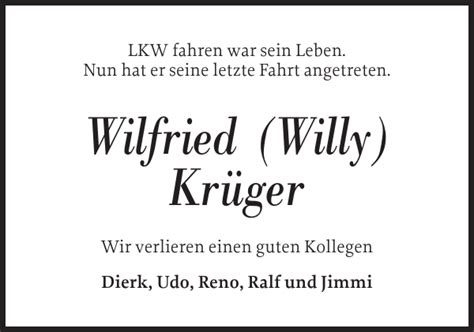 Wilfried Willy Krüger Gedenken Norddeutsche Rundschau