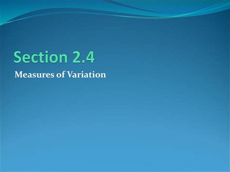 Section 24 Measures Of Variation Ppt Download