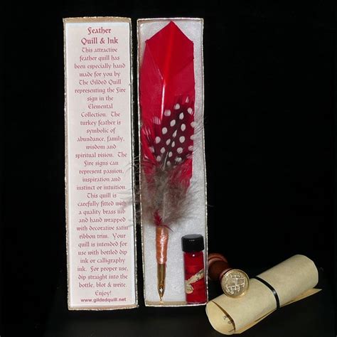 Fire Elemental Quill Dip Pen And Scented Ink Set Spell Writing Magic