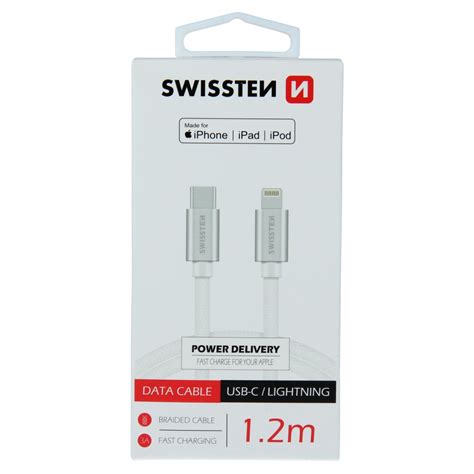 Kabel Przewód Usb C Lightning Mfi 1 2 M Swissten Srebrny Hedo