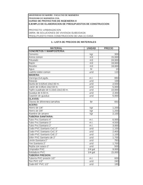 Xls Ejemplo De Presupuesto Dokumentips